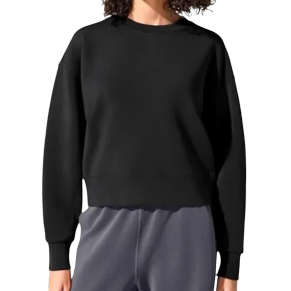 T|S Thrive Societe BLACK BRUSHED LUXE SWEATSHIRT Scuba Knit Modal Blend Soft! S